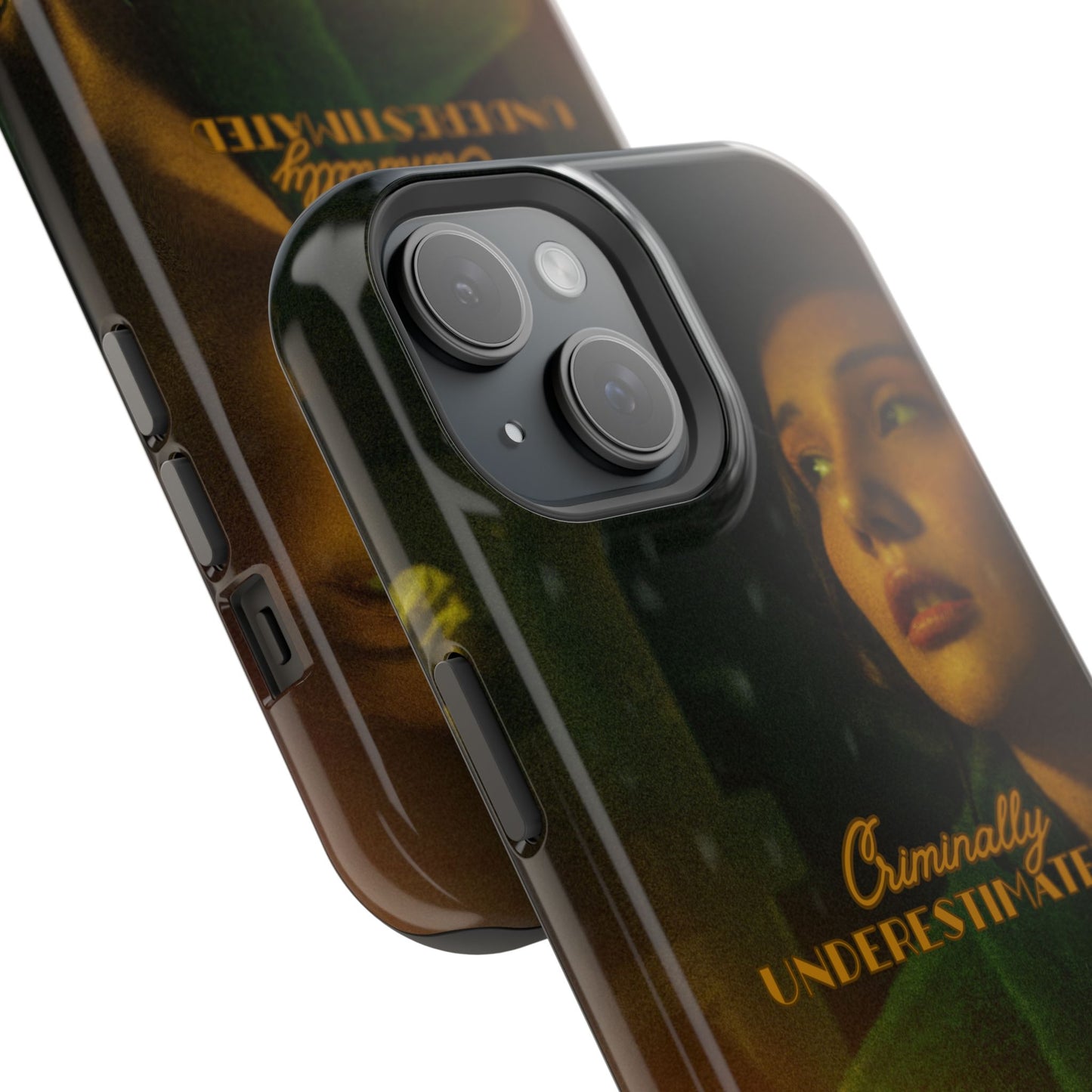 "Criminally Underestimated" Detective Noir iPhone 15 - Impact-Resistant Phone Case