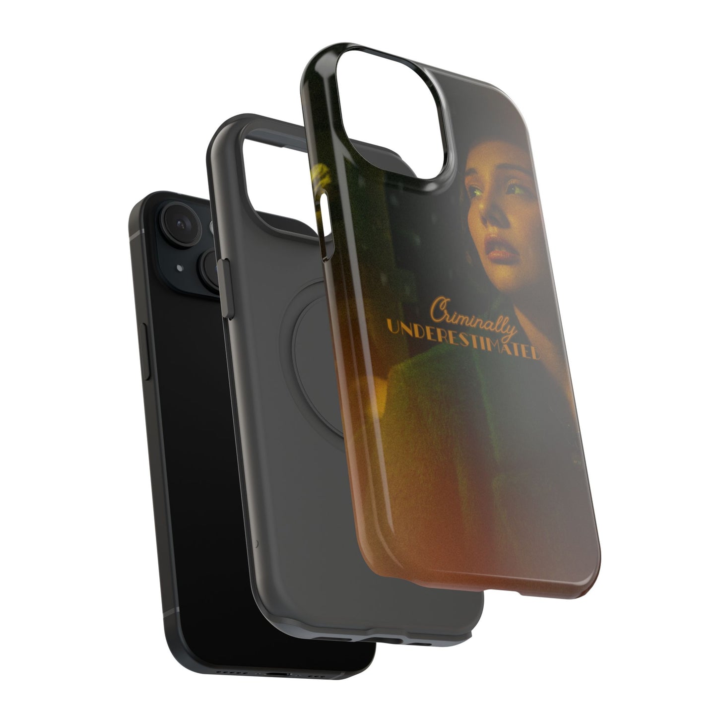 "Criminally Underestimated" Detective Noir iPhone 15 - Impact-Resistant Phone Case