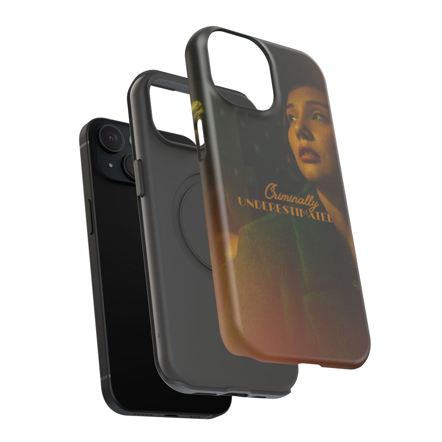 "Criminally Underestimated" Detective Noir iPhone 15 - Impact-Resistant Phone Case