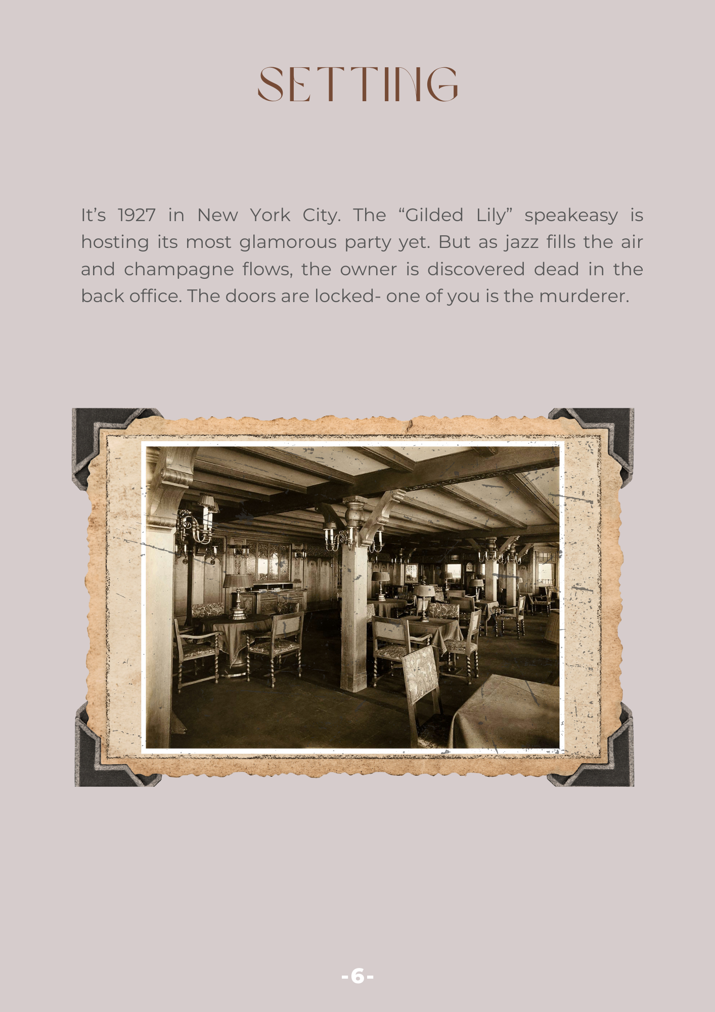 Murder at the Gilded Lily- A Jazz Era Whodunit Mystery Party Kit